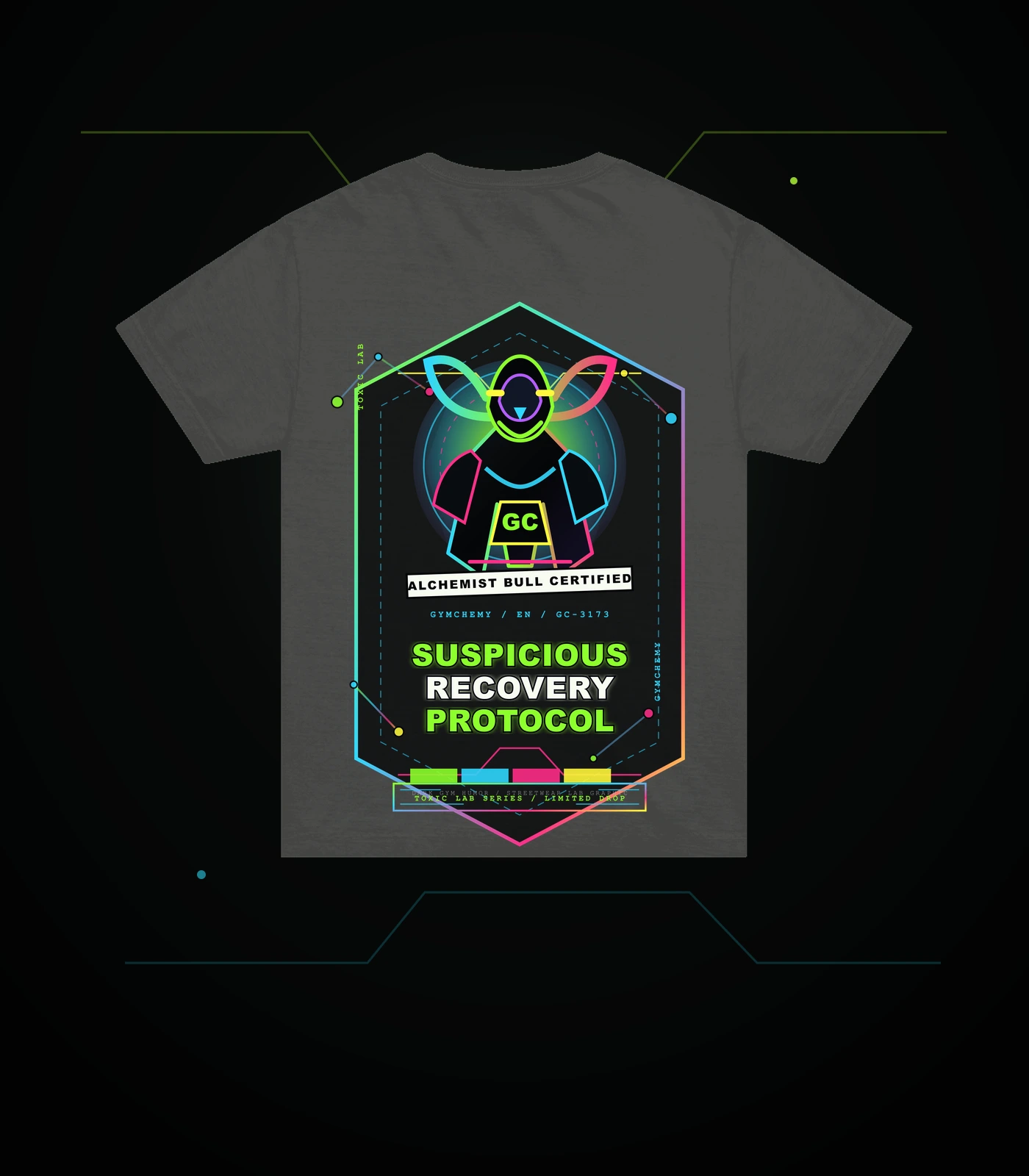 suspicious-recovery-protocol en washed black back mockup