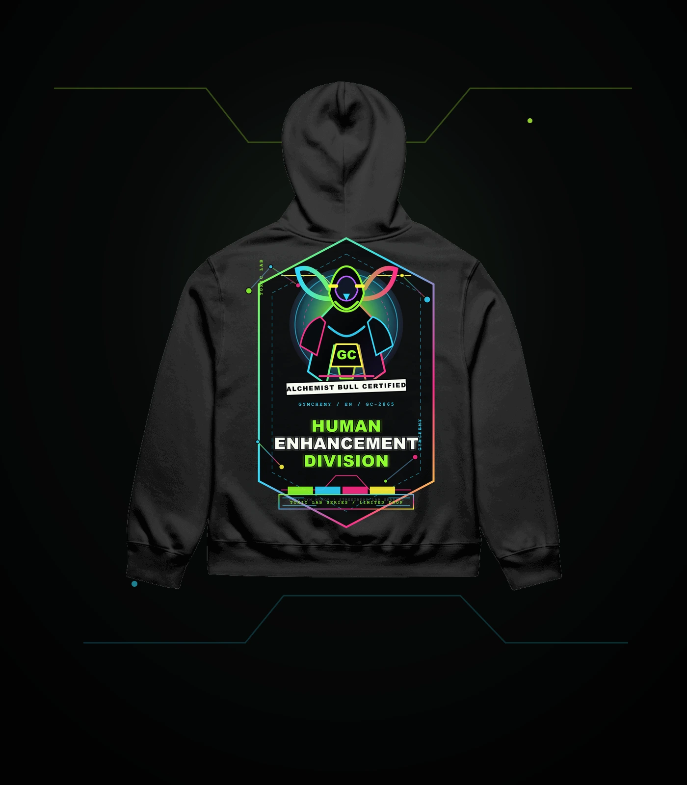 human-enhancement-division en black back mockup