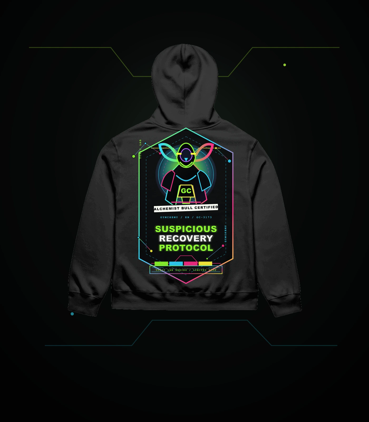 suspicious-recovery-protocol en black back mockup