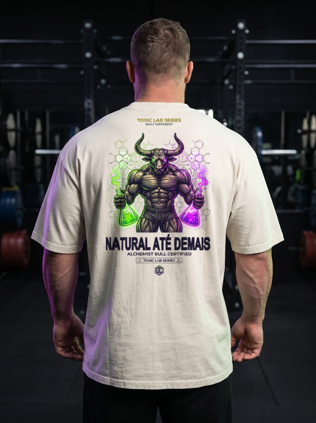 Natural Até Demais — camiseta oversized bone, box fit com drop shoulders